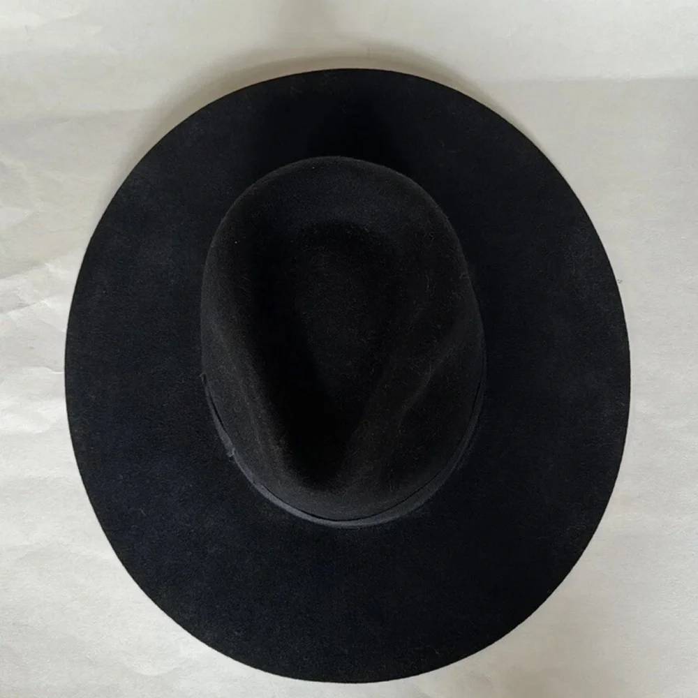 SAKS 5th Ave Black Wool Fedora Ribbon Band O/S NWOT $99